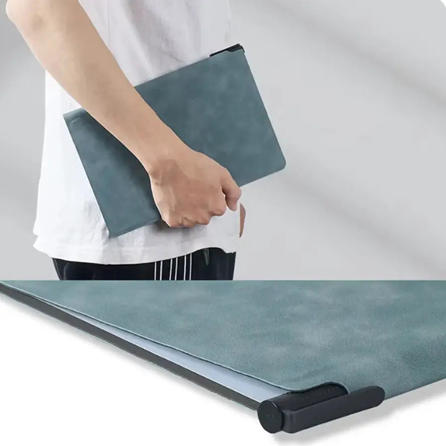 A5 portable reusable whiteboard notebook set with teal leather cover, includes pen and erasing cloth