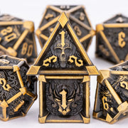 Skull And Dragon Metal Dice Set For Dungeons And Dragons Polyhedral Dice For Tabletop RPGs