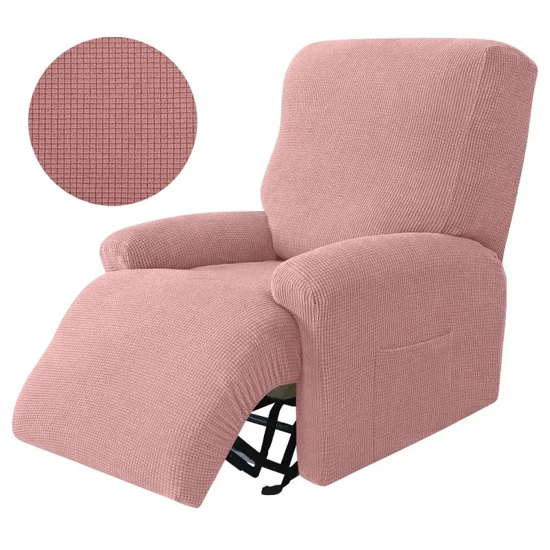 Simples Market pink stretch recliner chair slipcover; 4-piece set with textured non-slip fabric.