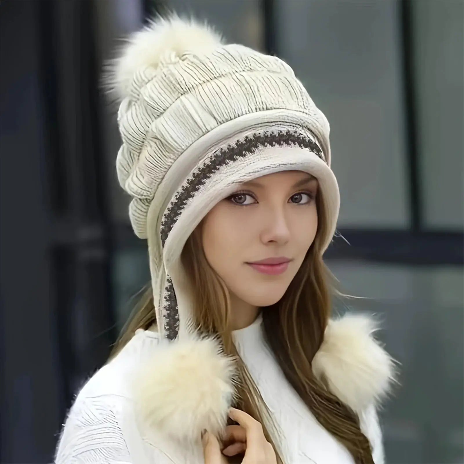 ArcticGlow Womens Winter Fur Hat With Fleece Lining And Earflaps Soft Slouchy Beanie For Cold Weather