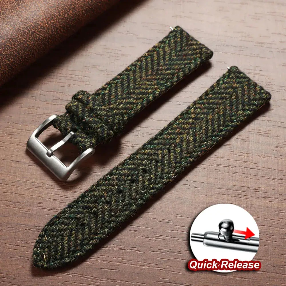 HeritageForge Quick Release Weave Bracelet For Omega And Seiko Vintage Cowhide Tweed Nylon Strap 18mm 20mm 22mm