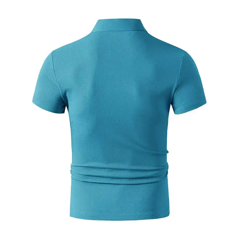 Men's turquoise polo shirt with short sleeves and collar