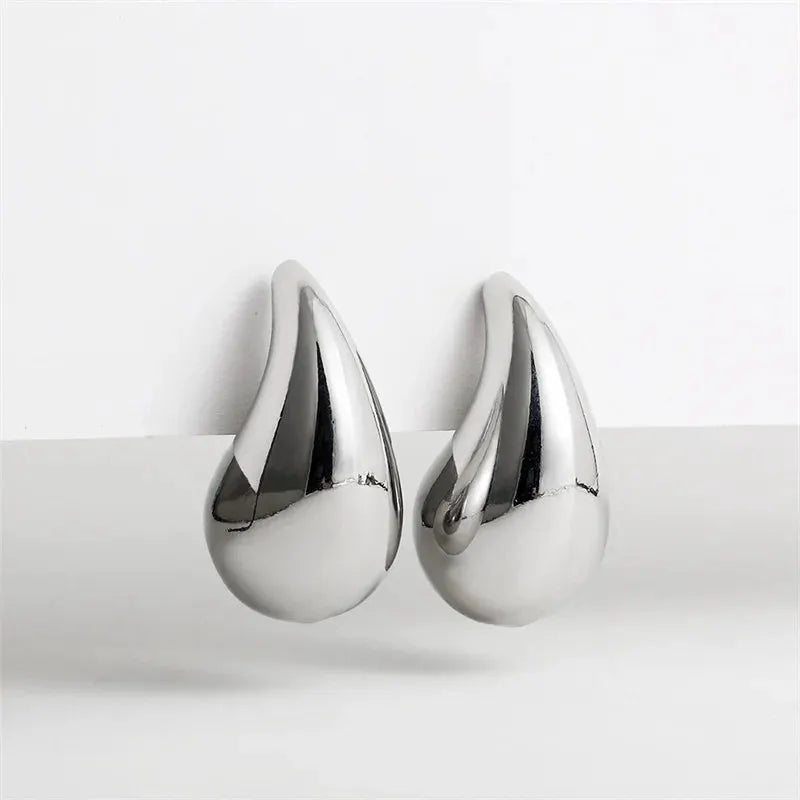 Vintage Chunky Dome Drop Earrings For Women Gold Plated Stainless Steel Teardrop Statement Wedding Jewelry Gifts
