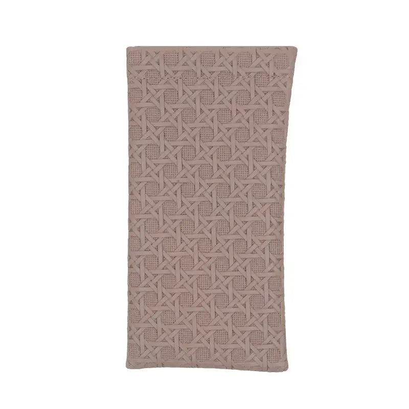 Long beige artificial leather wallet with woven geometric pattern