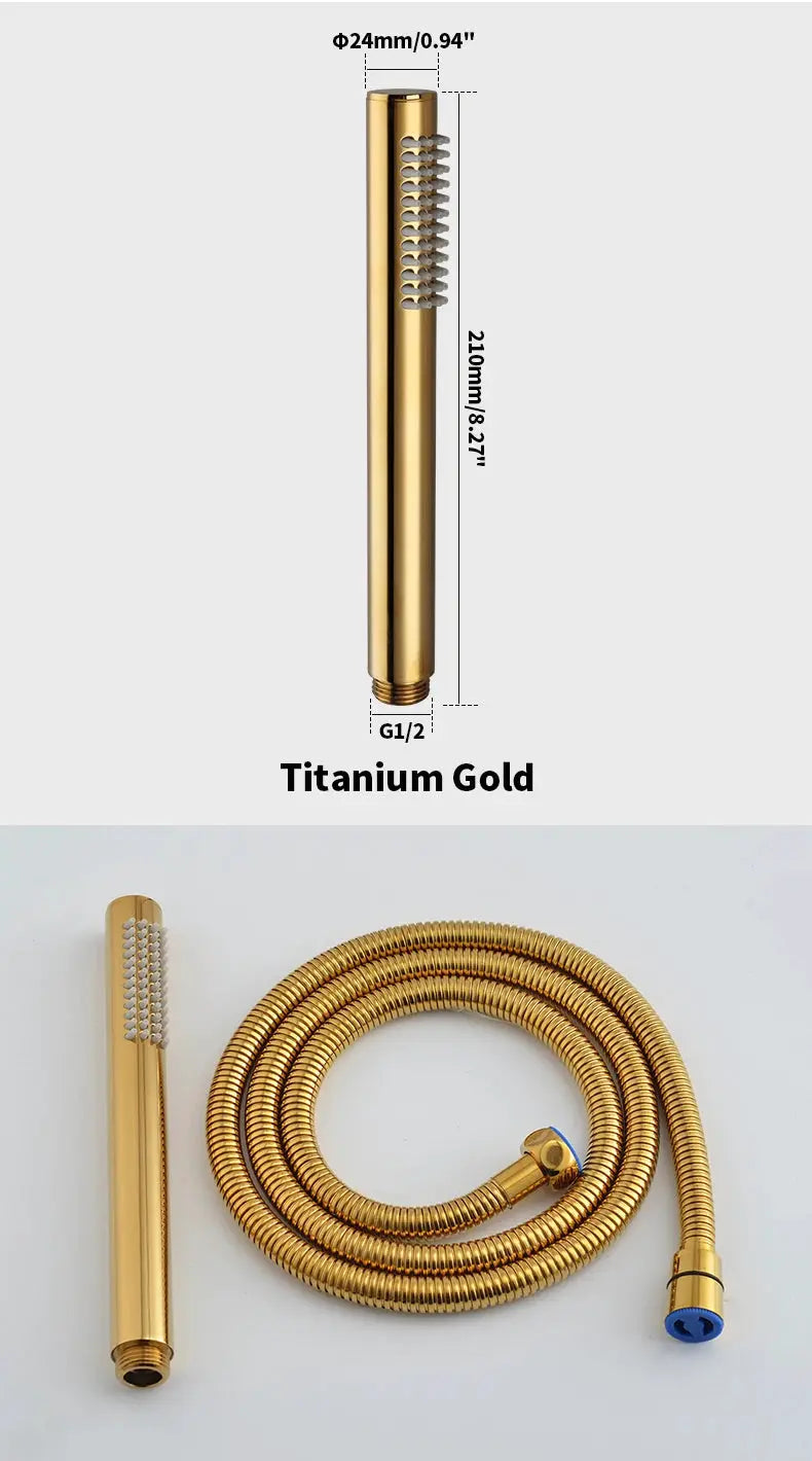 Simples Market brass brushed-gold handheld shower head with flexible hose