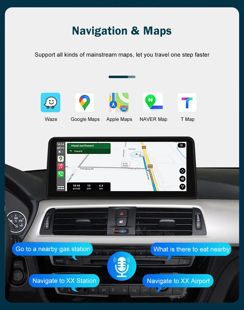 Simples Market wireless CarPlay/Android Auto display for BMW 1–4 Series (10.25–12.3 in) in-dash navigation screen