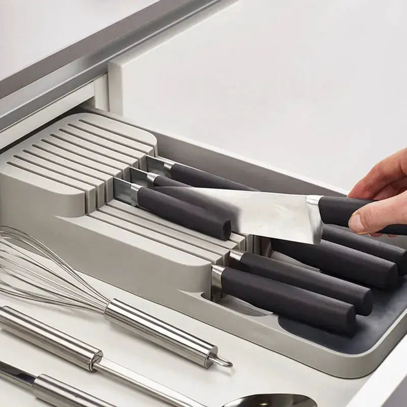 NovaKitchen Drawer Cutlery Tray Space Saving Organizer For Knives Forks Spoons And Spice Bottles