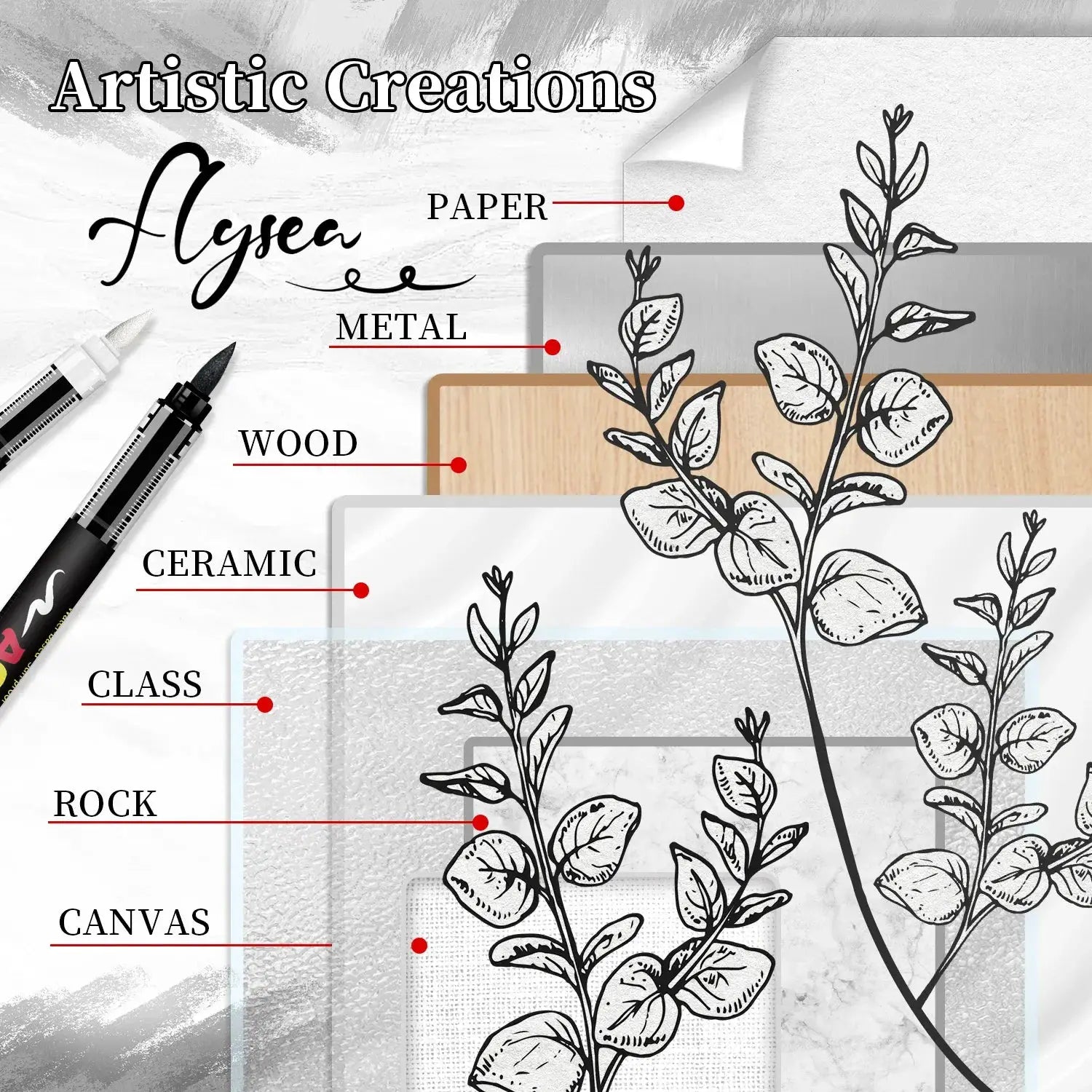 8pcs black and white acrylic paint marker set by Simples Market with large ink capacity for illustration and sketching