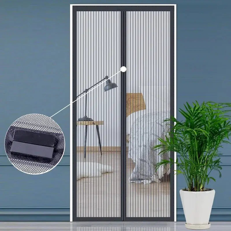 Automatic Magnetic Screen Door Curtain Mosquito Net For Window And Door Breathable Polyester Fiber Fly Screen With Ventilation