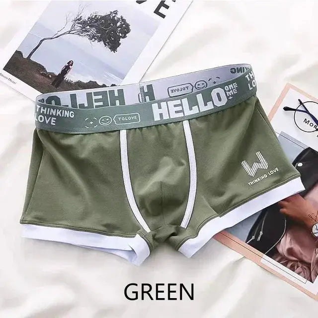 Men's Cotton Boxer Shorts Underwear Breathable Soft Fit With Letter Belt Design 3 Color Options Sizes L XL 2XL 3XL