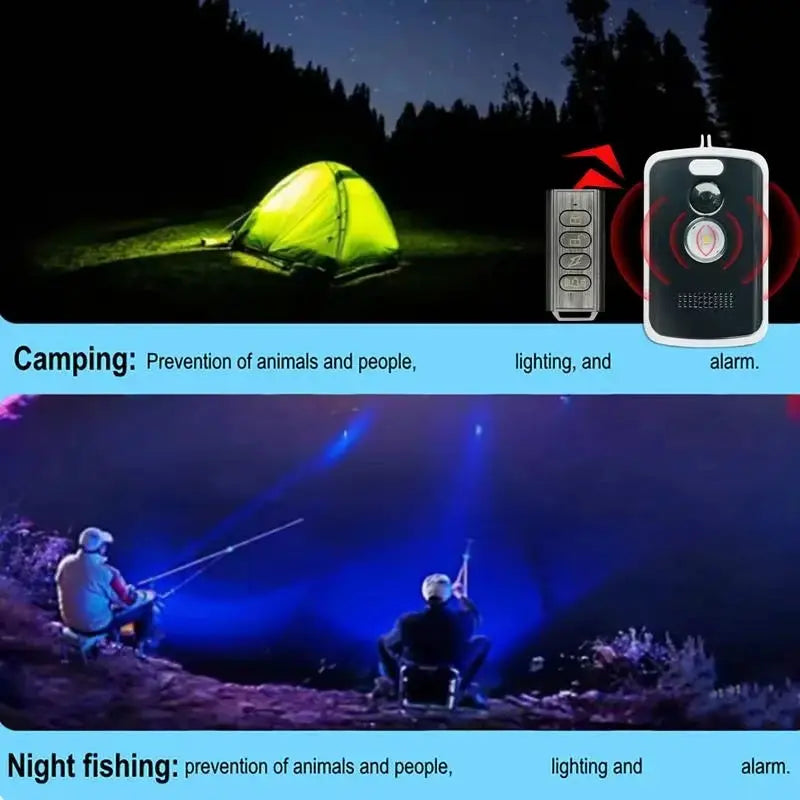 Wireless PIR infrared thermal alarm with remote for outdoor camping by Simples Market; anti-animal and human detection
