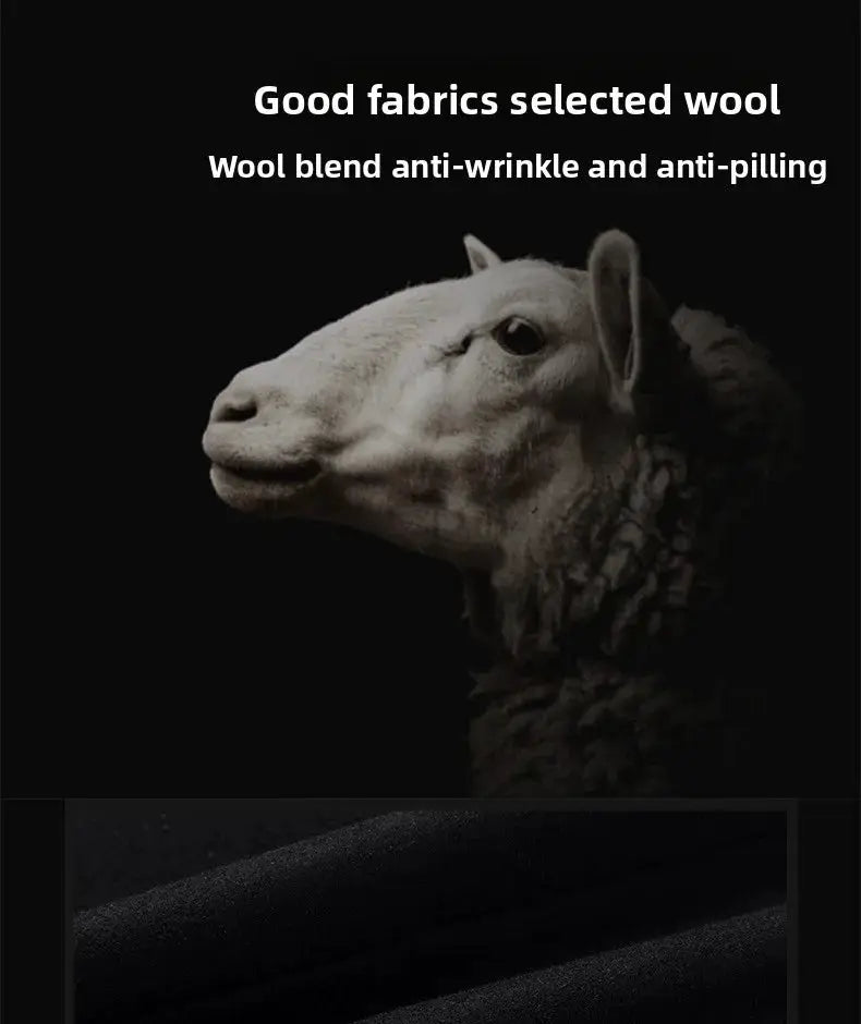 Winter men’s trench coat wool blend fabric close-up, Simples Market