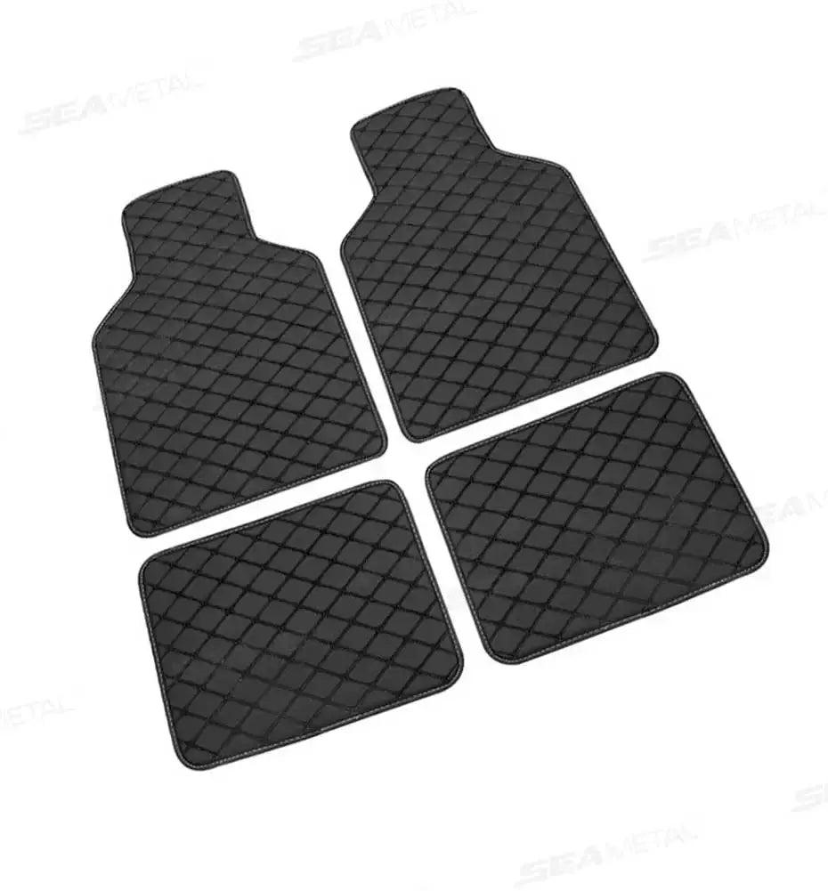 Car floor mat set, 4 pieces, black diamond-pattern mats for universal fit