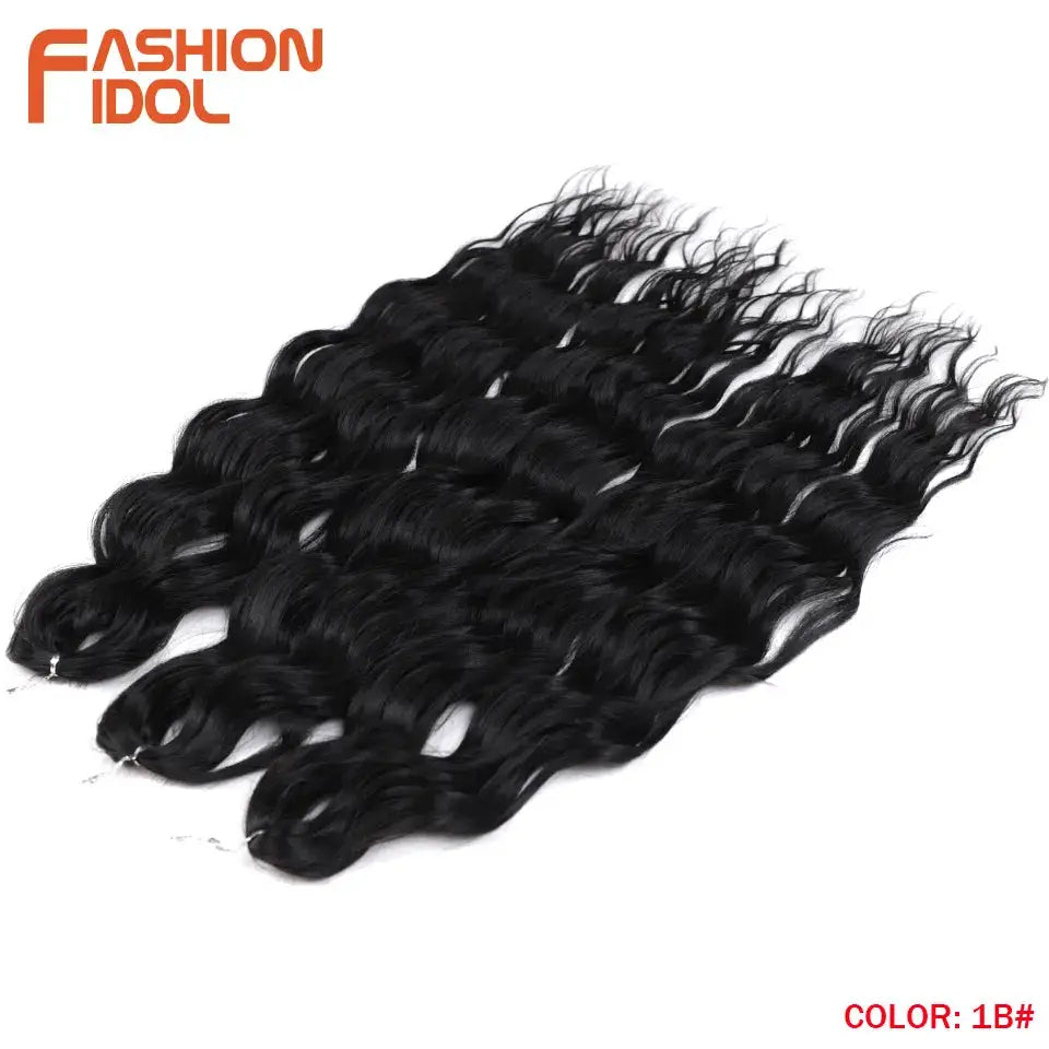 Anna Hair synthetic loose deep-wave braiding extensions, 24in, 4-pack, color 1B black, Fashion Idol