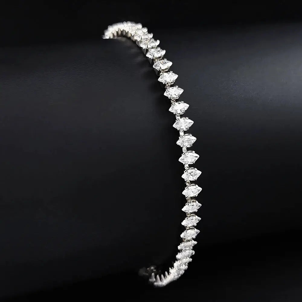2024 New Marquise Oval Square Cut Luxury Silver Tennis Bracelet Bangle For Women Party Gift Jewelry S7062
