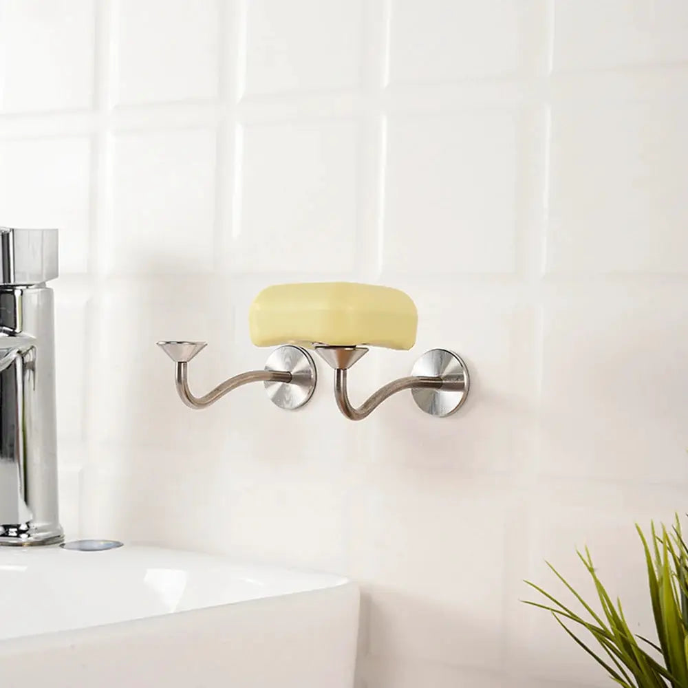 Stainless Steel Magnetic Soap Rack Wall Mounted Self Drainage For Bathroom Kitchen Shower Room 1 Piece Multi Functional