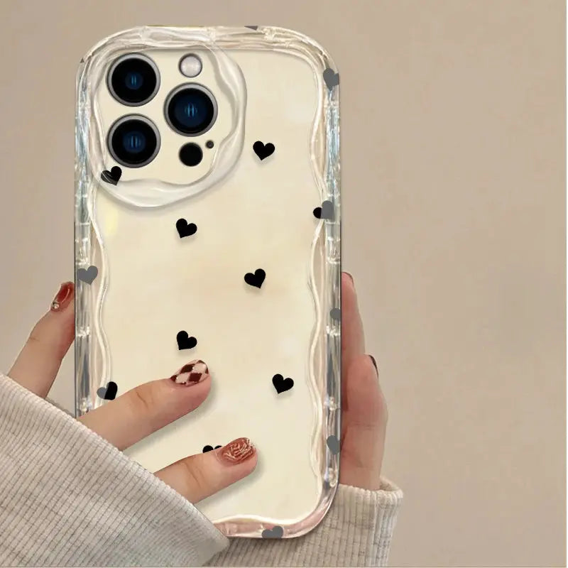 CharmGuard Black Bowknot Heart IPhone Case Silicone Shockproof With Soft Grip For IPhone Models