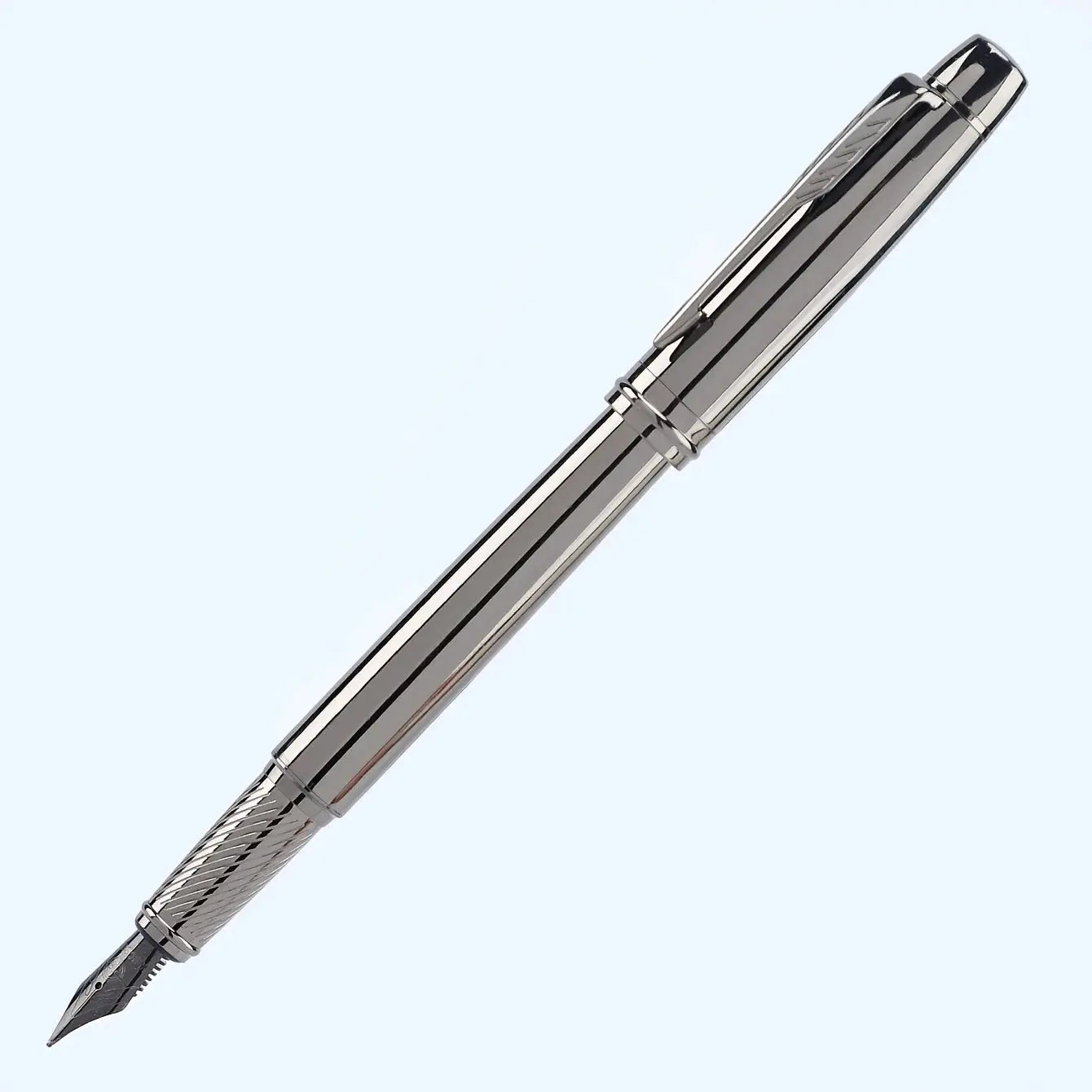 Lridium metal pen by Simples Market, silver-gray finish with clip, 0.5mm medium nib