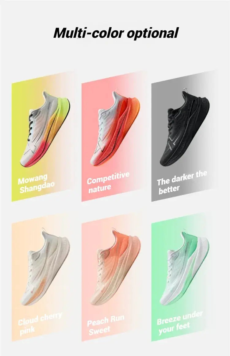 Xtep 2000km 3.0 men's running shoes in six colorways (white-yellow, white-pink, black, peach, mint-green) by Simples Market