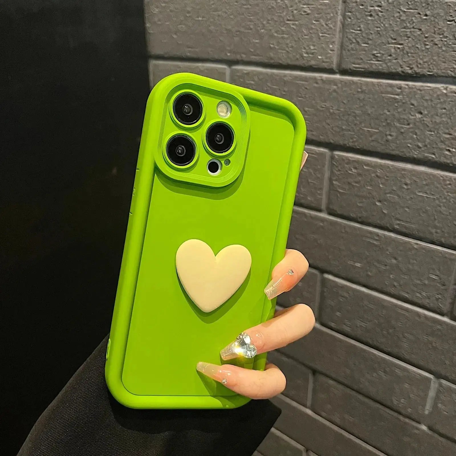 LuxCase 3D Love Heart Silicone Phone Case For iPhone 11 Through 17 Shockproof Candy Color Protection