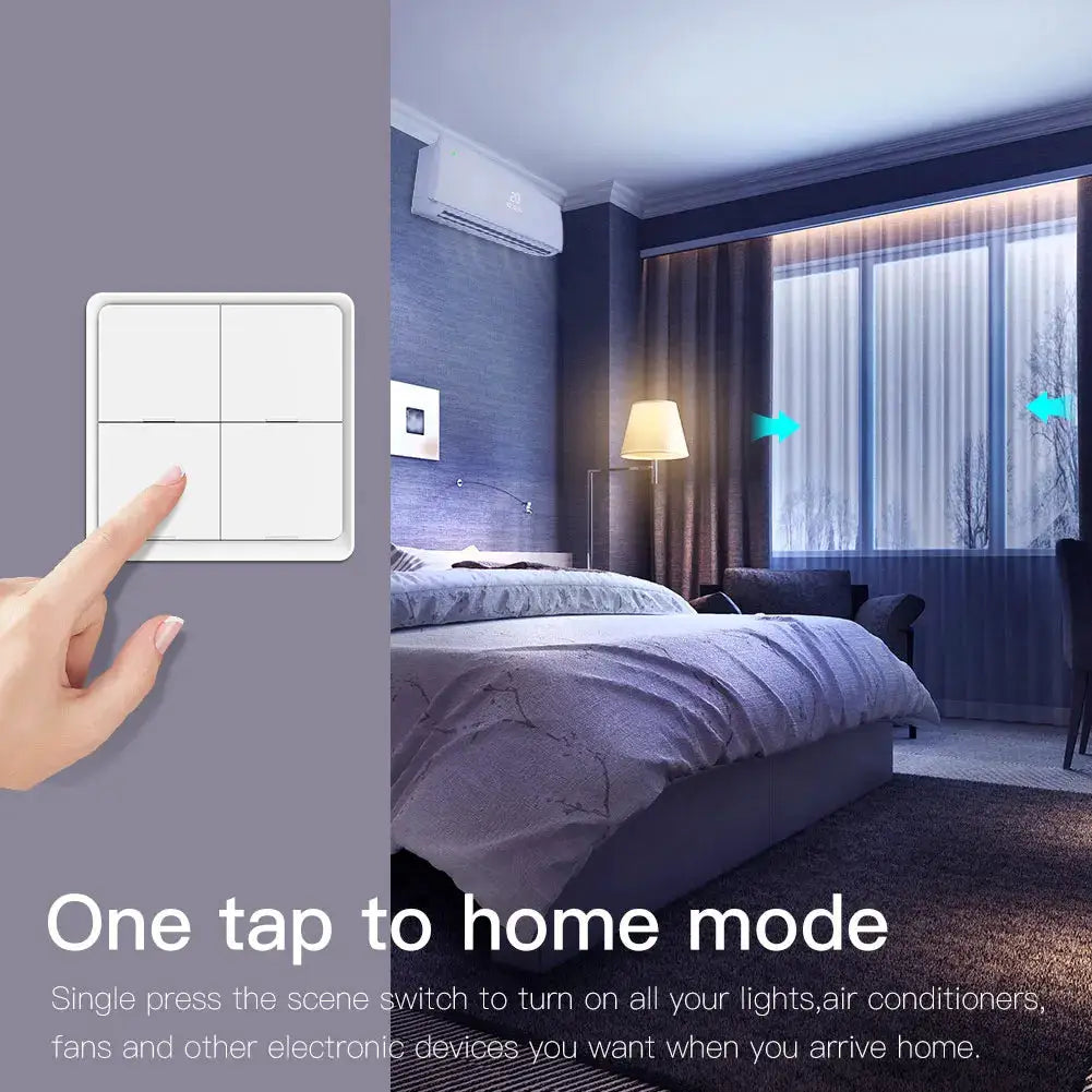 MOES 4-Gang Tuya ZigBee wireless push-button switch, battery powered, by Simples Market