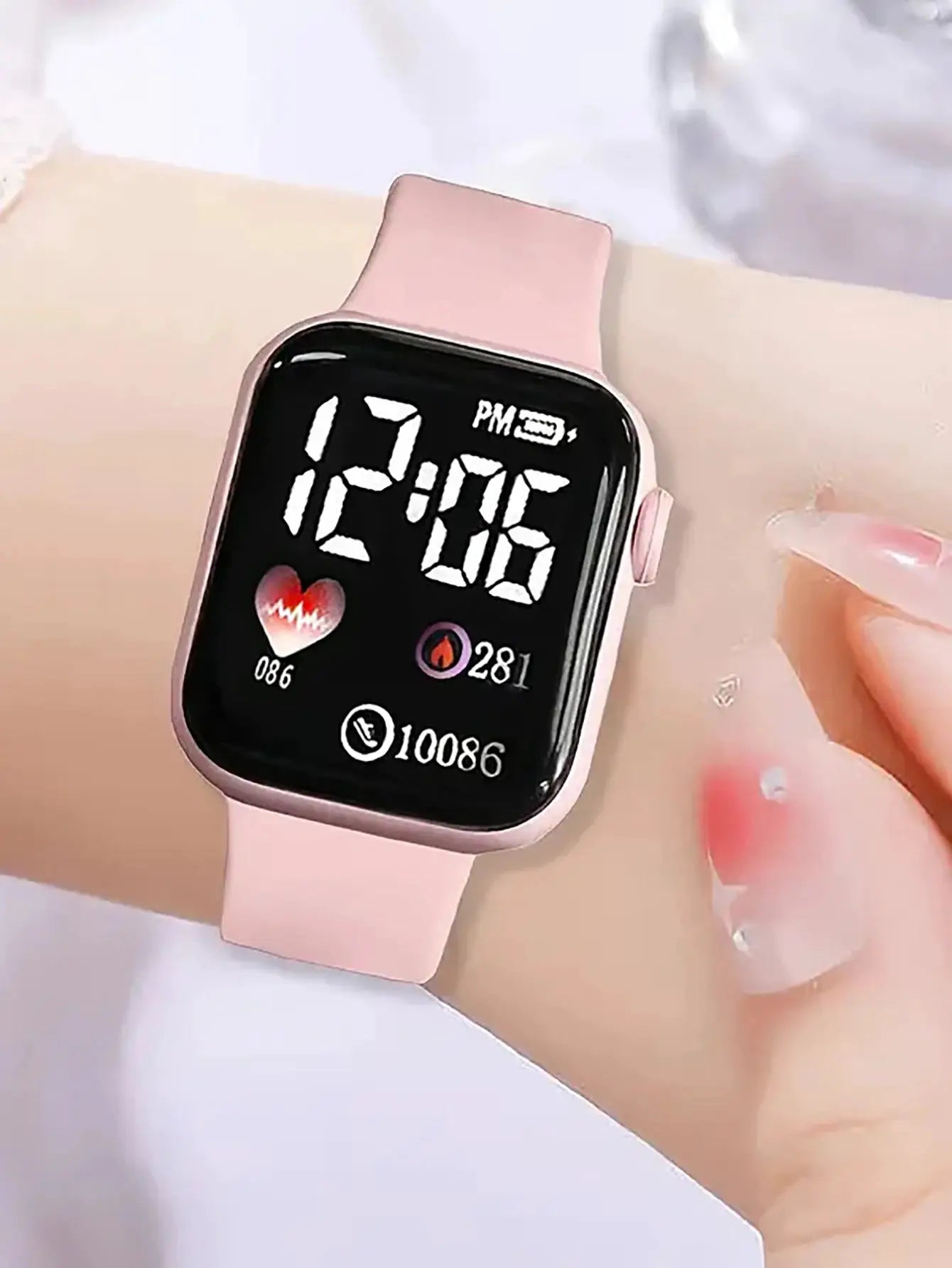 Love Pattern Electronic Watch With Butterfly Accessories Set Birthday Gift For Fashionable Everyday Wear