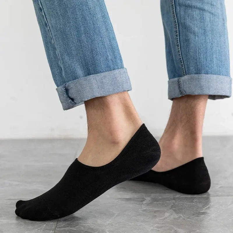 5 Pairs Men Boat Cotton Socks Breathable Invisible Ankle Socks With Non Slip Silicone For Summer And Autumn