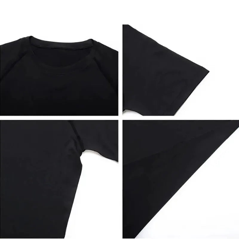 Men's black short-sleeve compression T-shirt, quick-dry gym top