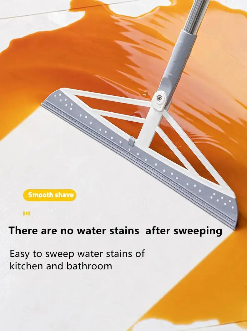 Simples Market 180° Rotatable Rubber Broom Silicone Mop with squeegee, white/gray handheld floor cleaner