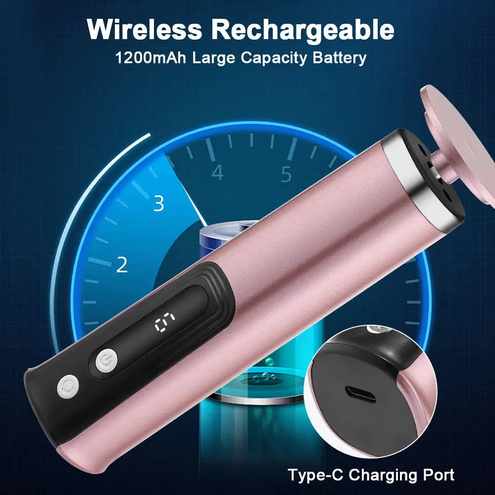 Electric foot callus remover by Simples Market, pink rose-gold with digital display and Type-C charging port