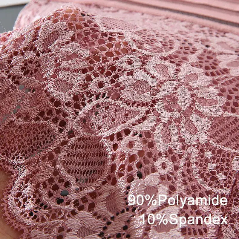 3-pack pink lace panties; breathable underpants with 90% polyamide 10% spandex