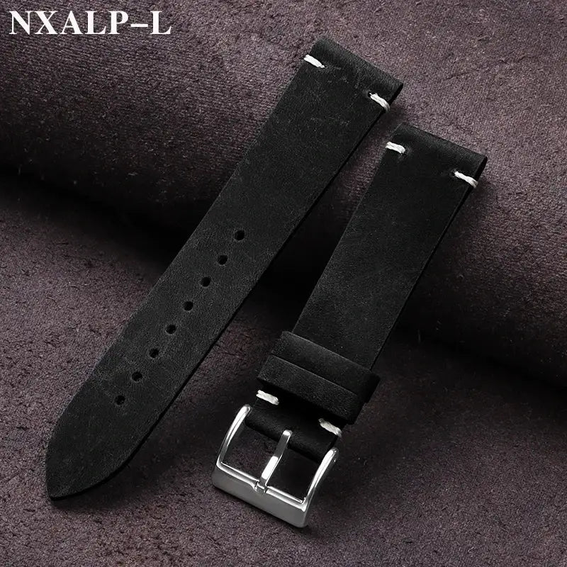 Heritage Vintage Oil Wax Leather Watch Band 18mm To 22mm Handmade Stitching Cowhide Strap For Omega Seiko Smartwatch