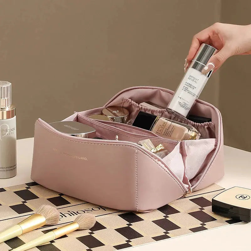 LuxeCase Cosmetics Storage Bag Waterproof Exterior Large Capacity for Effortless Travel Organization
