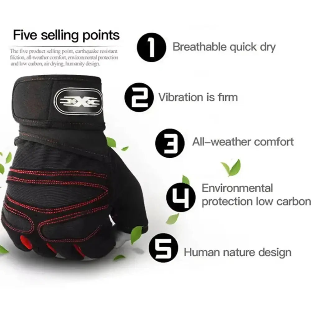 Half Finger Workout Gloves With Wrist Wrap For Men And Women For Weight Lifting Training Cycling And Motorcycling