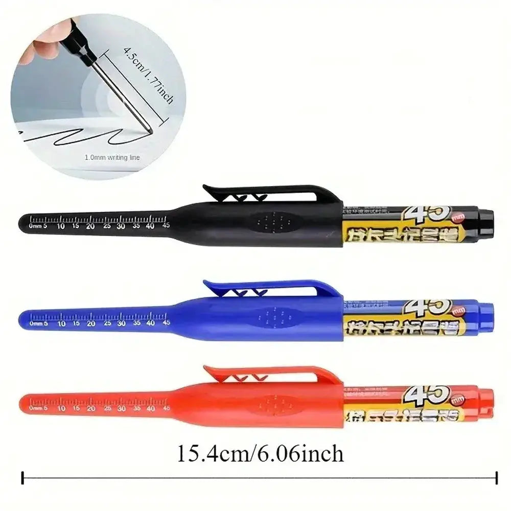 45mm Waterproof Long Head Marker Pen for Deep Hole Marking Tile Carpentry Woodworking Multi Purpose Ink Black Blue Red