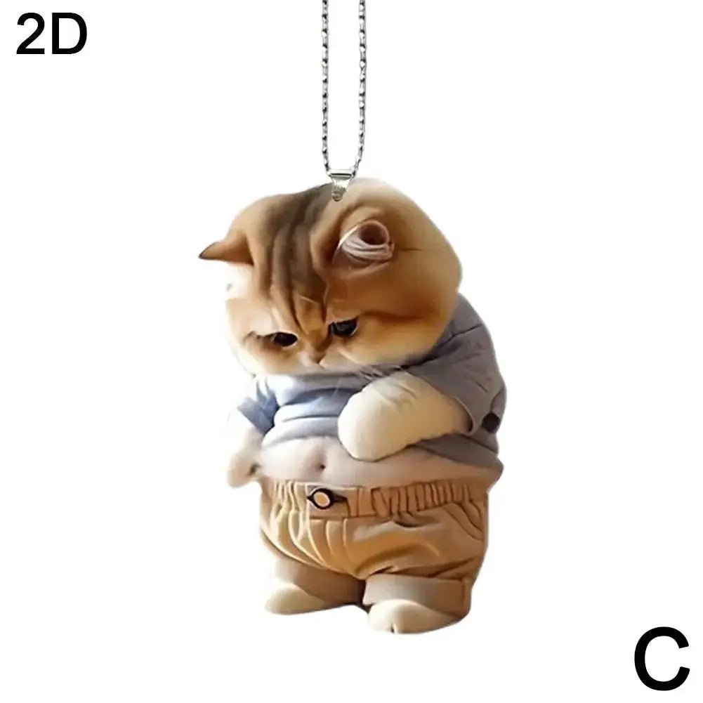 Fat Puppy Keychain 2D Flat Acrylic Cartoon Dog Ornament For Car Mirror Backpacks Hanging Pendant Home Decor - Simples Market
