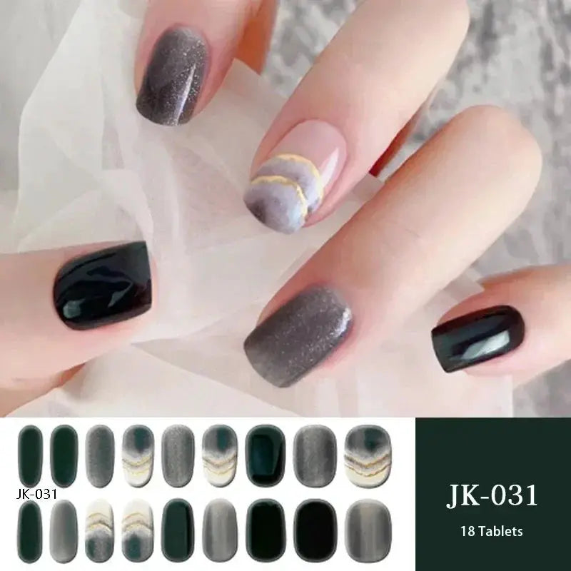 NailLux Semi Cured Nail Wraps For 16 To 20 Tips Easy Full Cover Adhesive Press On Nails Gel Finish UV LED Compatible