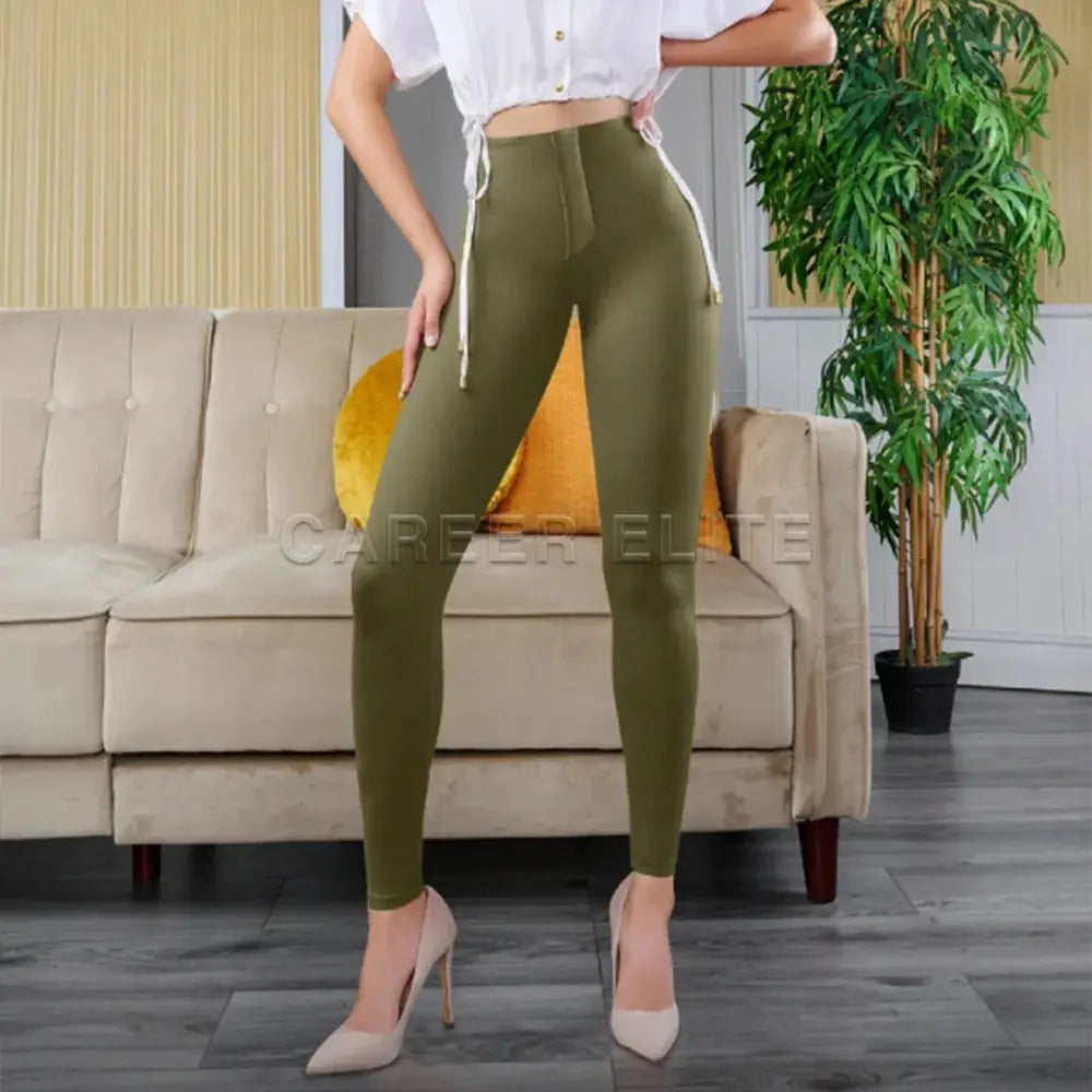 FlexiWear Women High Waist Skinny Leggings Push Up Fit With Stretchy Cotton Elastane Ankle Length