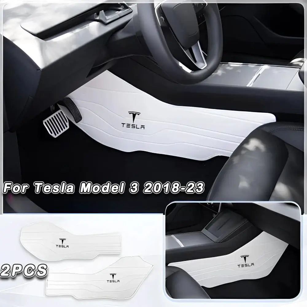 Tesla Model Y white Highland leather cockpit mats, 2-piece set by Simples Market