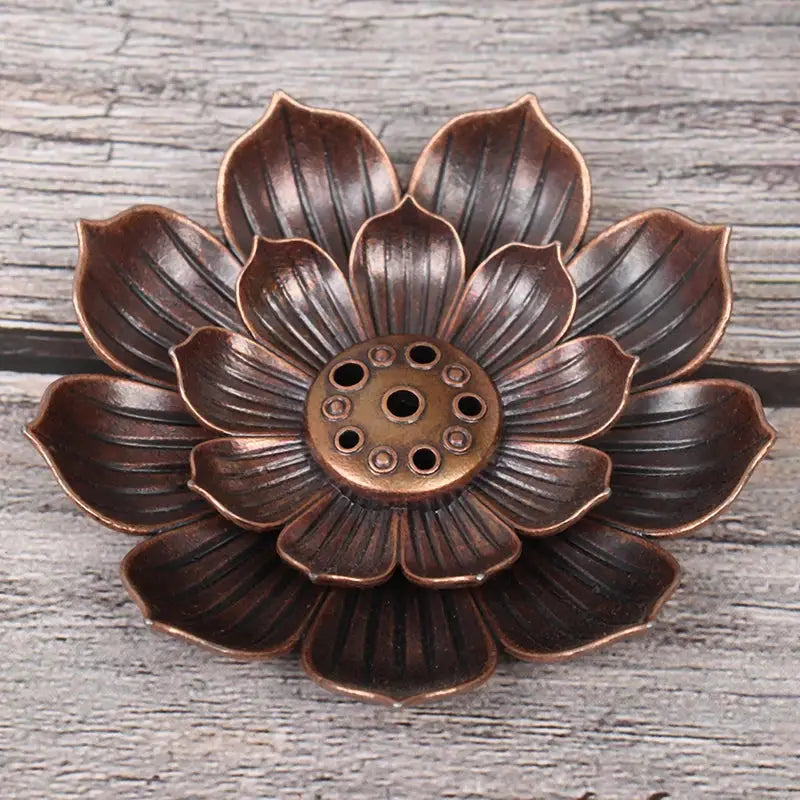 Alloy Incense Burner Stick Holder Plate Lotus Censer Bronze Nasturtium For Buddhism Zen Decor