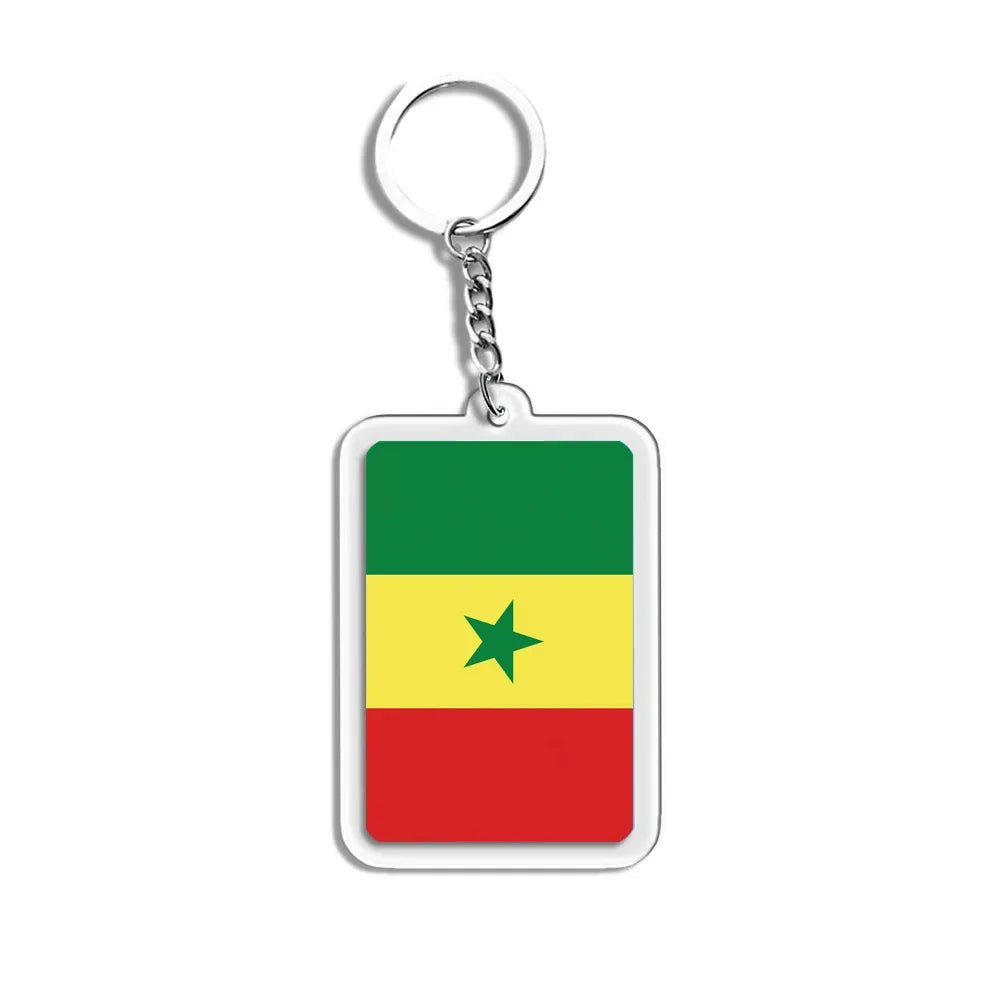 National Flags Keychain Set With Glass Inlay Ten Flags Zinc Alloy