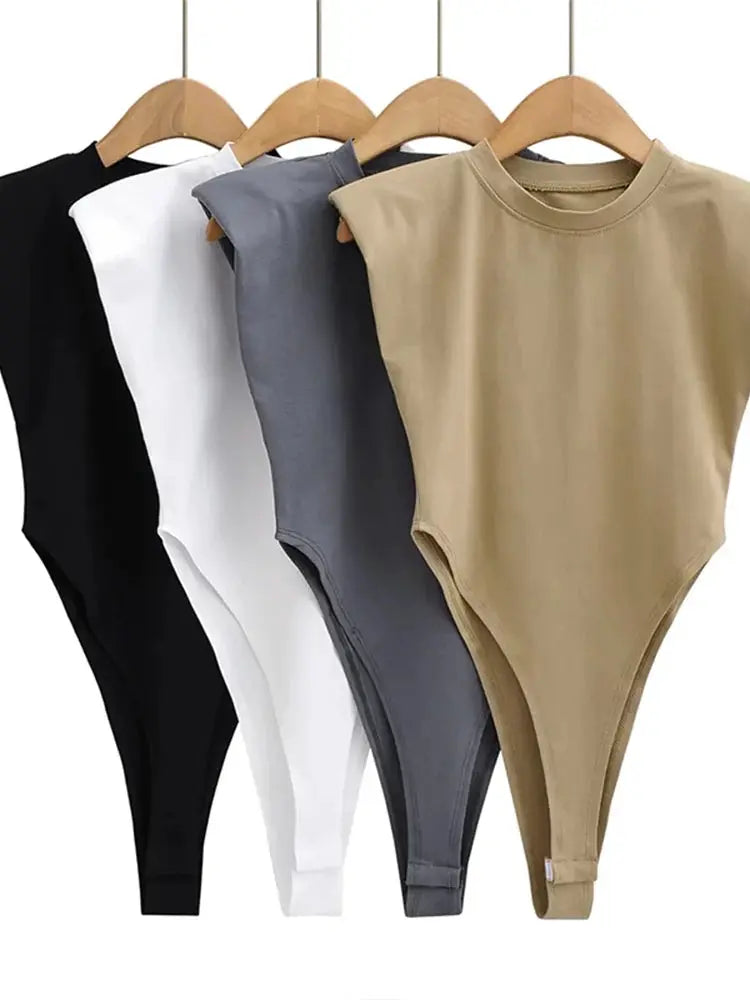 NovaForm Women Bodysuit With Padded Shoulders High Stretch Polyester Elastane Blend Sleeveless Slim Bodycon
