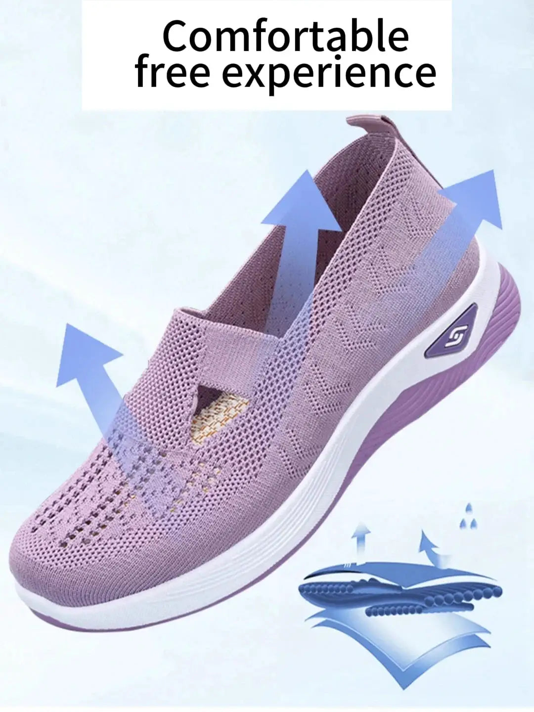 AeroStride Women Breathable Knit Sneakers Slip On Lightweight Air Mesh Upper Casual Comfort For Summer Everyday Wear