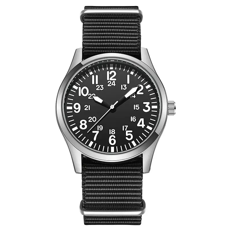 Aviator Works Pilot Collection Watch With Easy Reading 24H Display And Japanese Quartz Movement Luminous Dial 41mm Case