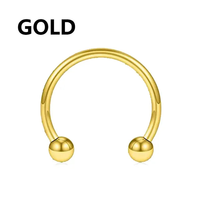 Stainless Steel Horseshoe Fake Nose Ring C Clip Septum Lip Hoop 1Pc For Women Men Jewelry