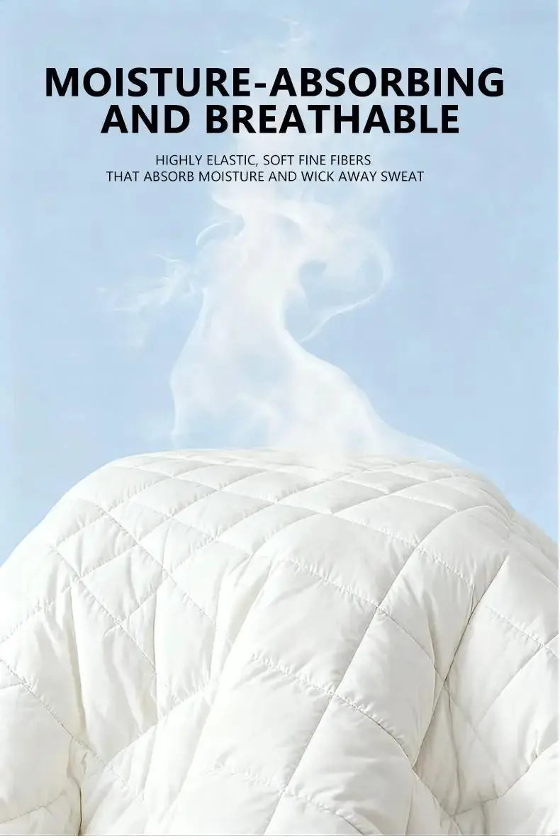 Quilted waterproof mattress cover, white, 2-piece set, moisture-absorbing, breathable, stain- and wrinkle-resistant
