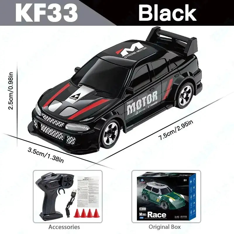 KF20 One Sixty Fourth Scale High Speed Drift RC Car 4WD With 2 Ghz Remote Control For Desktop Racing GTR Model Toy Gift