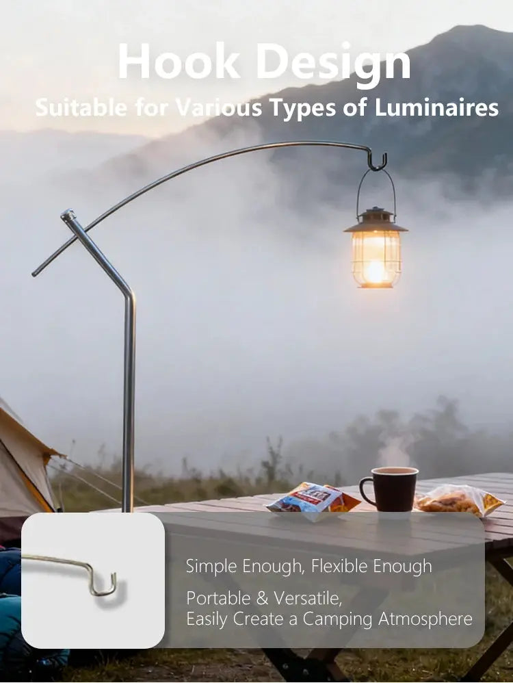TARKA lantern stand; detachable, adjustable ultralight metal frame for outdoor camping lanterns