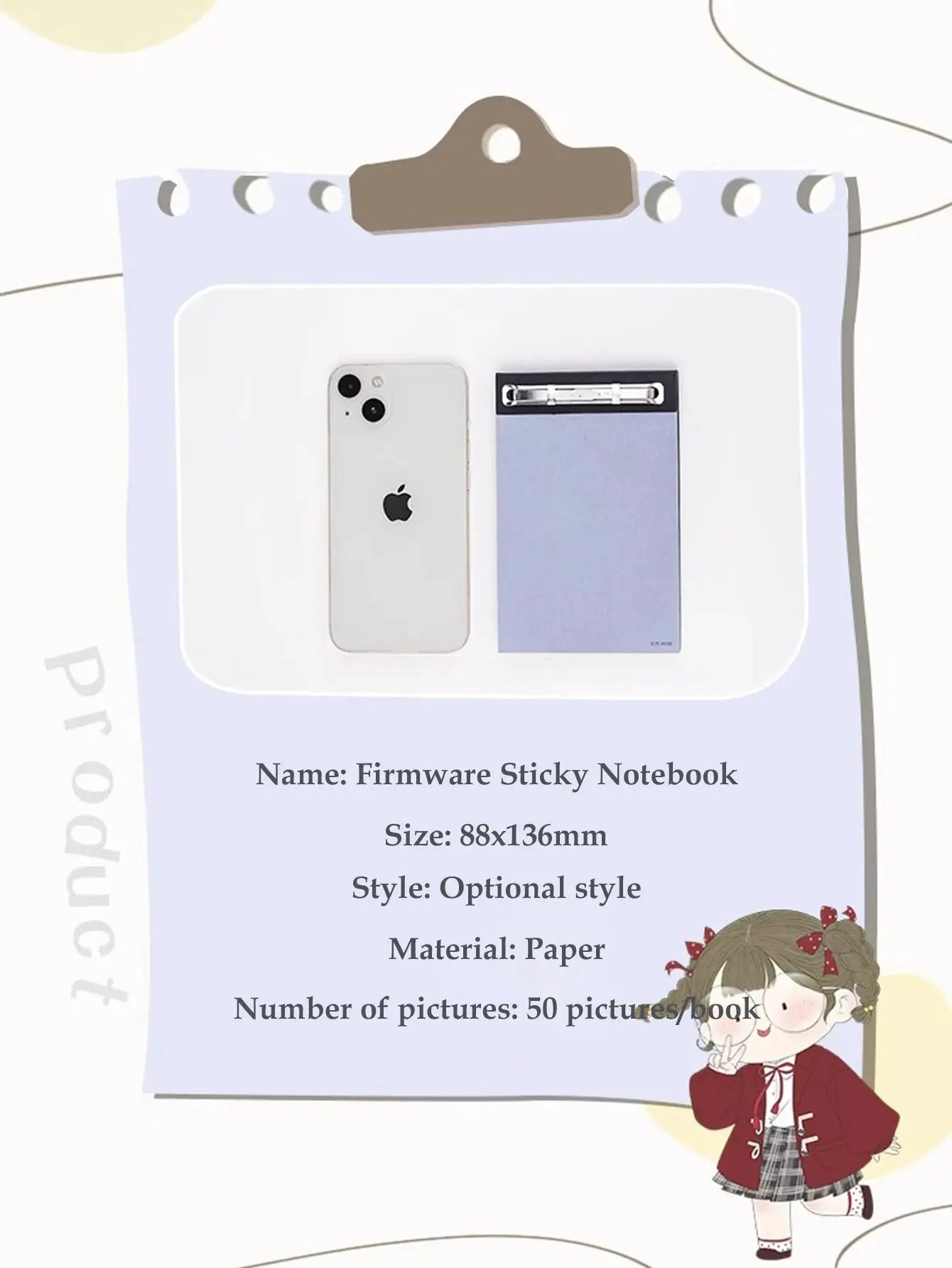 Simples Market blue pocket notebook with 75 sheets, non-adhesive blank notepad for study