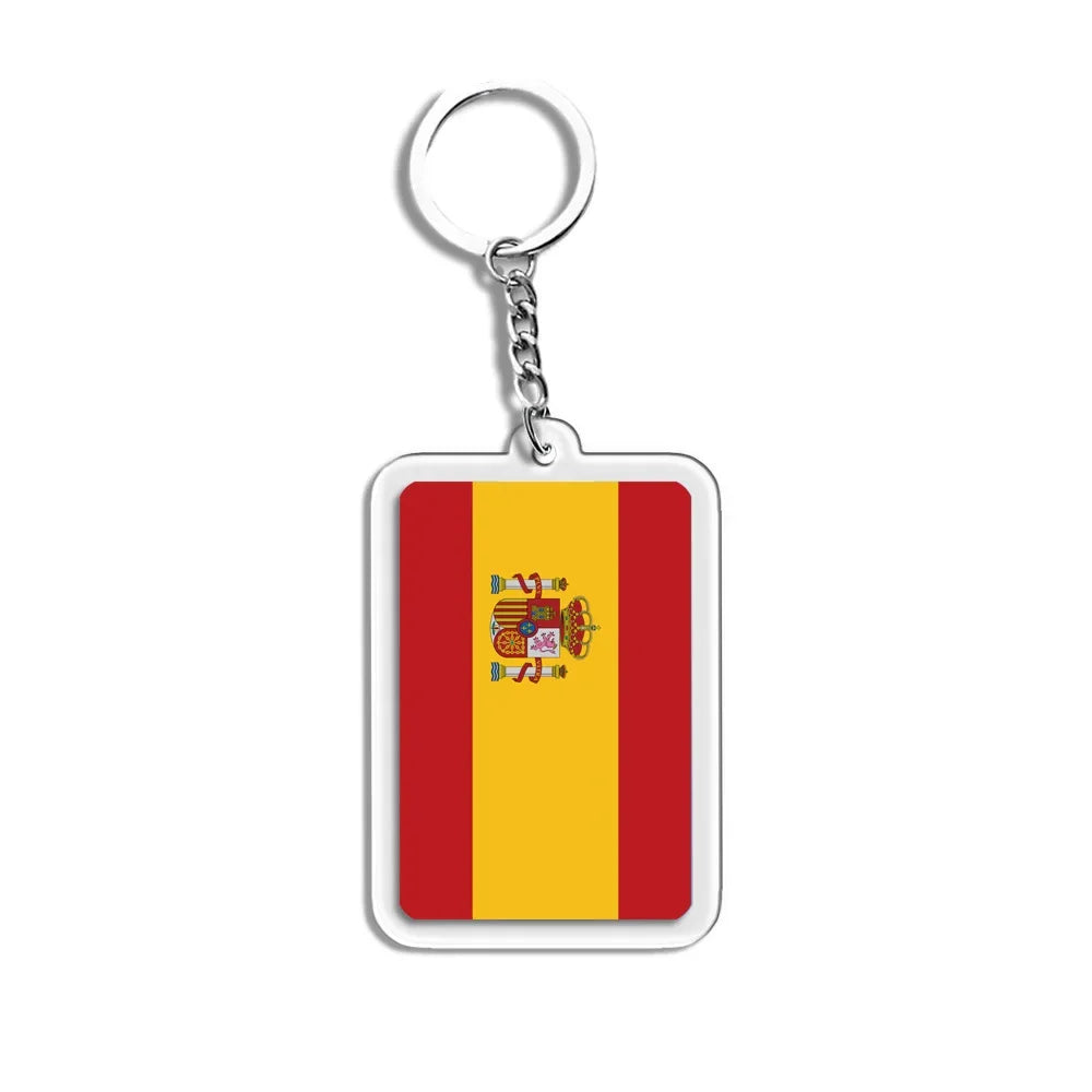 National Flags Keychain Set With Glass Inlay Ten Flags Zinc Alloy